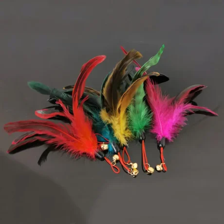 21cm Kitten Toy Harmless Kitten Teaser Bell Feather Head Cat Teaser Wand Toy Kitten Teaser Bell Feather Replacement Head For Pet